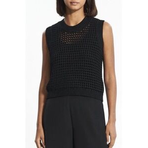 Theory Charcoal‎ Open Stitch Mock Neck Sleeveless Sweater Women's Size M